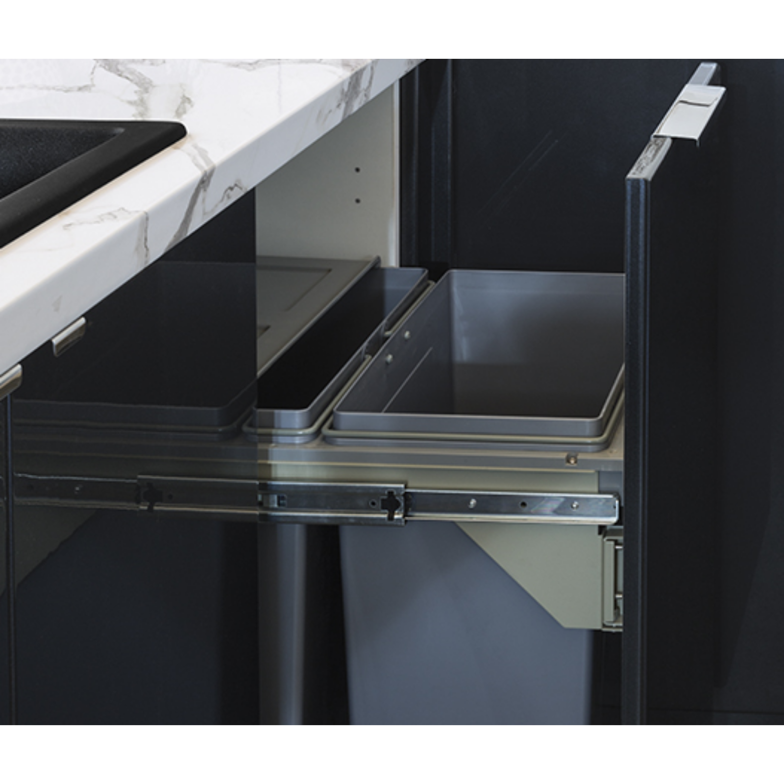 Kaboodle Pullout Waste Bins, Side-Mount, Waste Storage, Removable Bin - Soft close-side mount runners