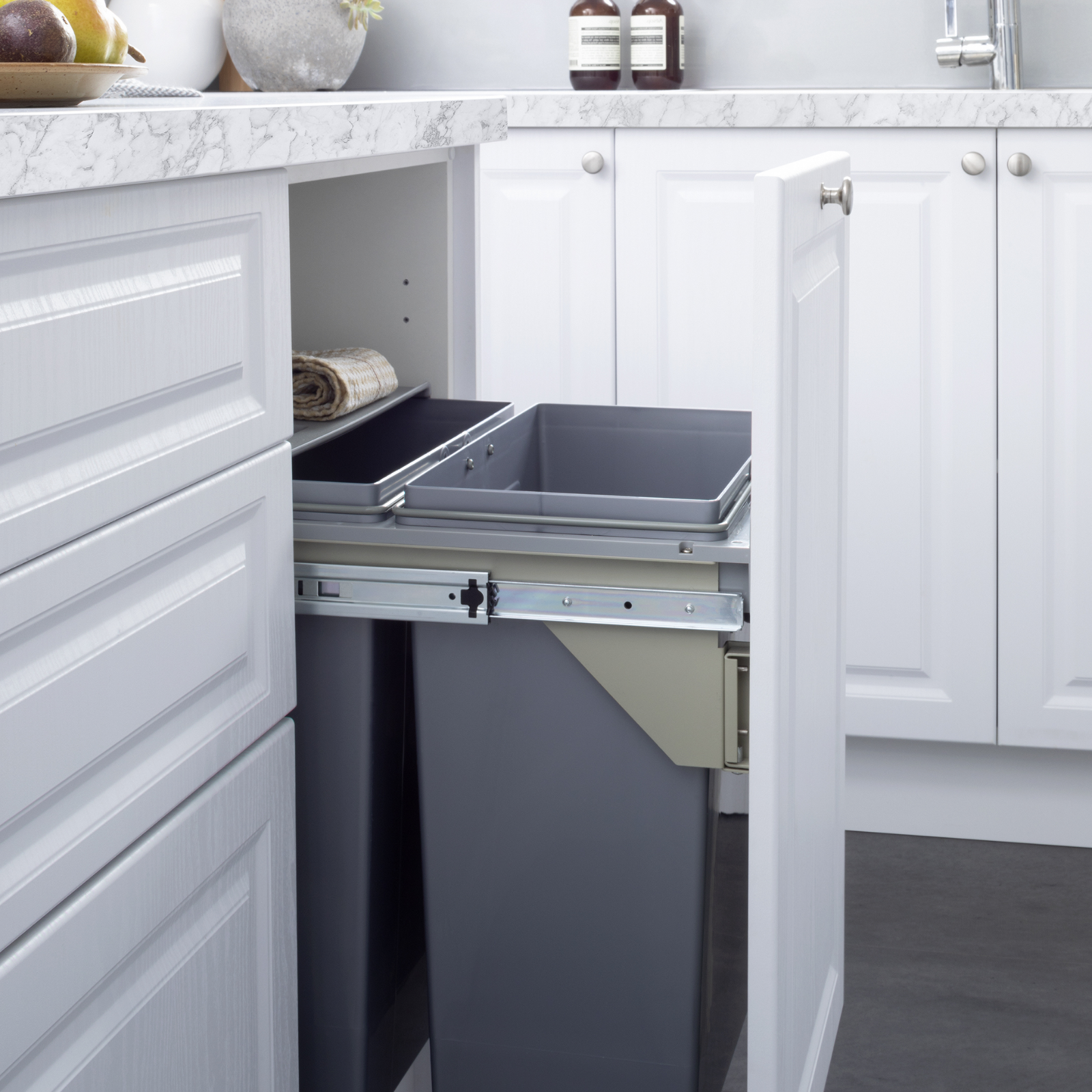 Kaboodle Pullout Waste Bins, Side-Mount, Waste Storage, Removable Bin - Integrated lid and removable bins